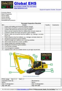 Checklist : Inspection of Excavator - Global EHS