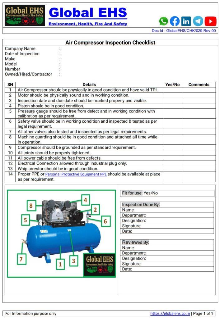 Air Compressor Safety Inspection Checklist