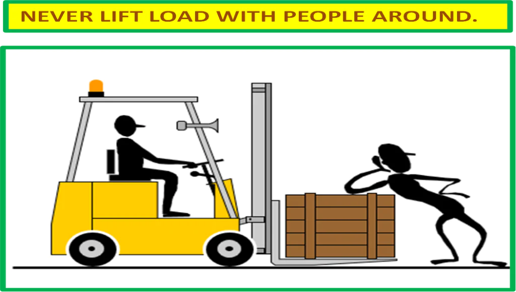 NEVER LIFT LOAD WITH PEOPLE AROUND.
