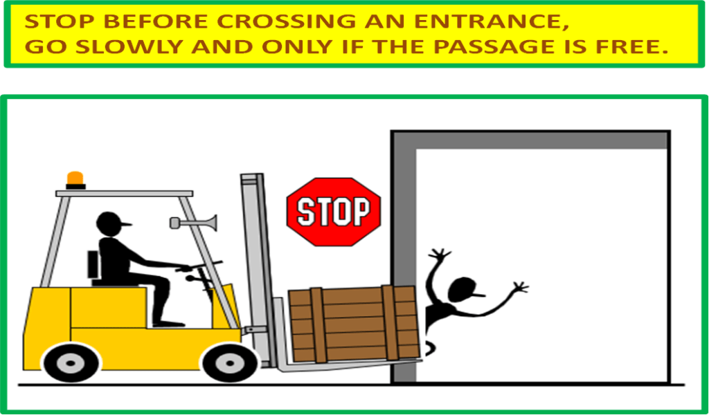 STOP BEFORE CROSSING AN ENTRANCE, 
GO SLOWLY AND ONLY IF THE PASSAGE IS FREE.