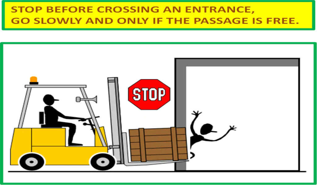 STOP BEFORE CROSSING AN ENTRANCE,
GO SLOWLY AND ONLY IF THE PASSAGE IS FREE.