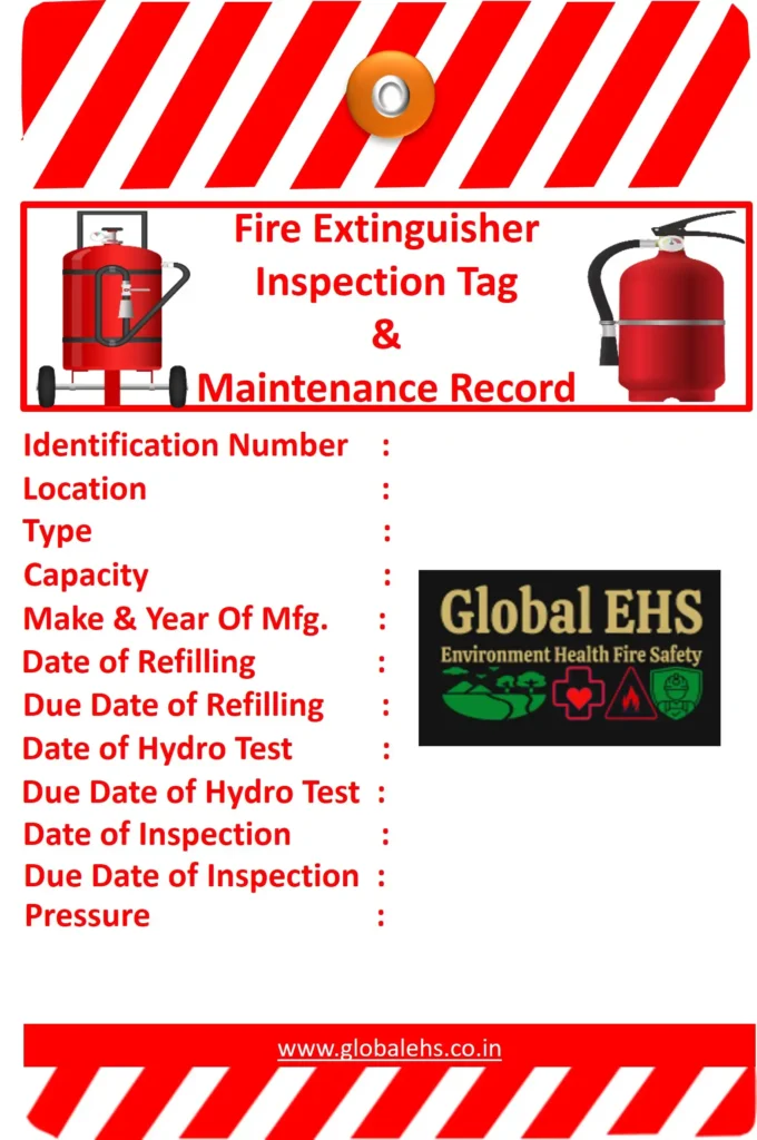 Fire Extinguisher Inspection and Maintenance Tag Front Side Global EHS Appendix C