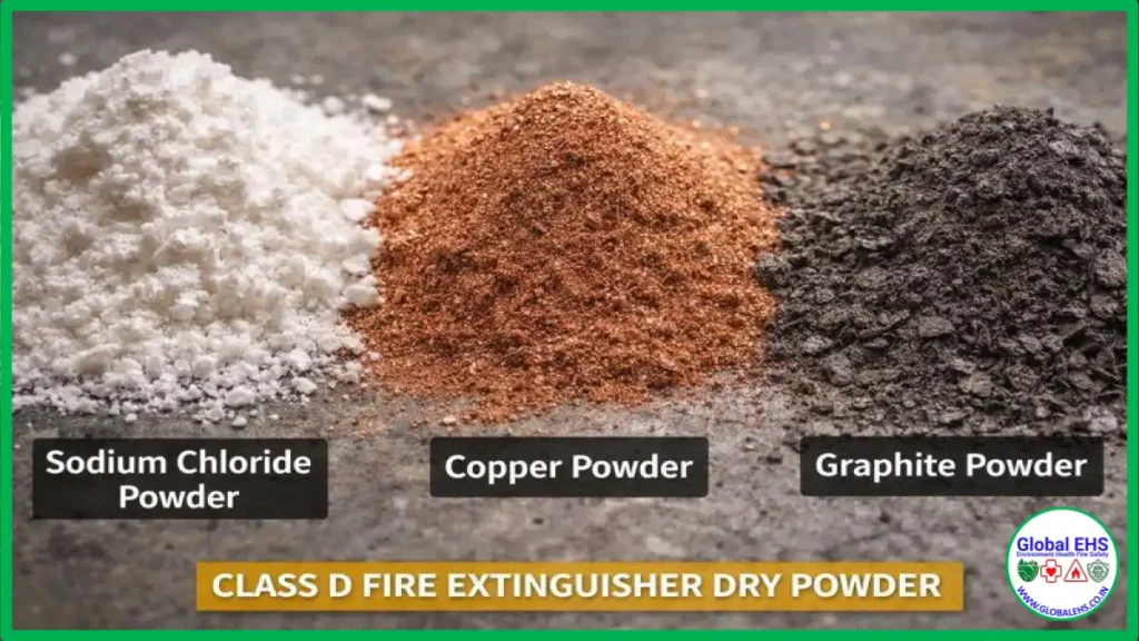 Class D fire extinguisher dry powder used for combustible metal fire suppression